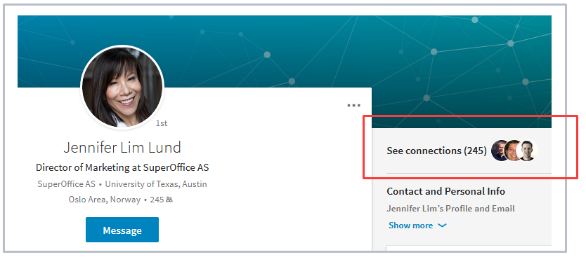 Profile connections on LinkedIn